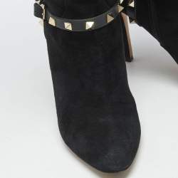 مملوكة مسبقًا بوت للركبة فالنتينو سويدي أسود روكستد مقاس 41