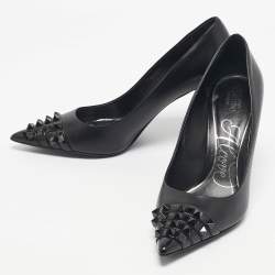 Pre Owned Valentino Black Leather Rockstud Alcove Pumps Size 41