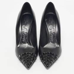 Pre Owned Valentino Black Leather Rockstud Alcove Pumps Size 41