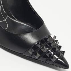 Pre Owned Valentino Black Leather Rockstud Alcove Pumps Size 41
