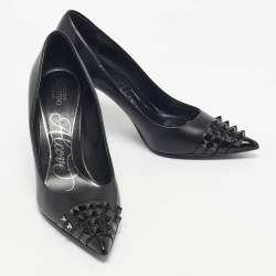 Pre Owned Valentino Black Leather Rockstud Alcove Pumps Size 41