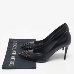 Pre Owned Valentino Black Leather Rockstud Alcove Pumps Size 41