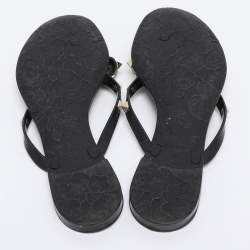 Pre Owned Valentino Black Jelly Rockstud Bow Thong Flats Size 39