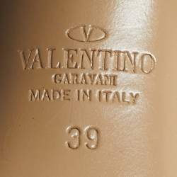 Pre Owned Valentino Black Leather Rockstud Double Strap Sandals Size 39