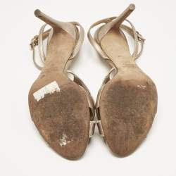 Pre Owned Valentino Gold  Leather Angelicouture Ankle Strap Sandals Size 37