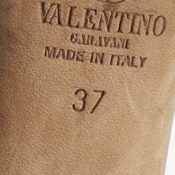 Pre Owned Valentino Gold  Leather Angelicouture Ankle Strap Sandals Size 37