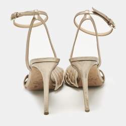 Pre Owned Valentino Gold  Leather Angelicouture Ankle Strap Sandals Size 37