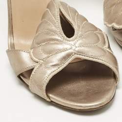 Pre Owned Valentino Gold  Leather Angelicouture Ankle Strap Sandals Size 37