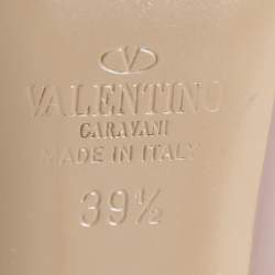 Pre Owned حذاء كعب عالي فالنتينو سير كاحل جلد لامع روكستد أحمر/بيج مقاس 36.5