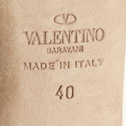 Pre Owned Valentino Tricolor Leather Rockstud Ankle Strap Sandals Size 40