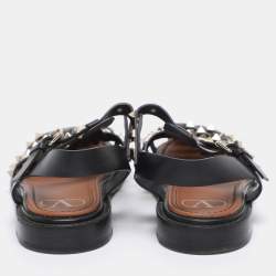 مملوكة مسبقًا صندل فالنتينو جلد أسود روكستد فيشرمان مقاس 38