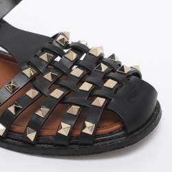 مملوكة مس بقًا صندل فالنتينو جلد أسود روكستد فيشرمان مقاس 38