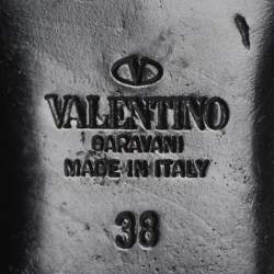 Pre Owned Valentino Cream Leather Roman Stud Flat Mules Size 38