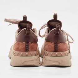 Pre Owned Valentino Two Tone  Camo Print Canvas and Leather Rockrunner Sneakers Size 38