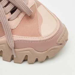 Pre Owned Valentino Two Tone  Camo Print Canvas and Leather Rockrunner Sneakers Size 38