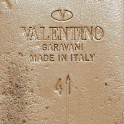 Pre Owned Valentino Black Leather One Stud Flat Mules Size 41