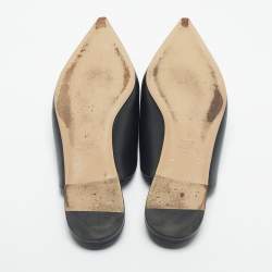 Pre Owned Valentino Black Leather One Stud Flat Mules Size 41