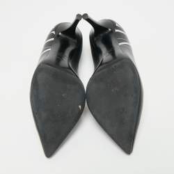 Pre Owned Valentino Black Leather VLTN Pointed Toe Pumps Size 35.5