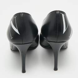 Pre Owned Valentino Black Leather VLTN Pointed Toe Pumps Size 35.5
