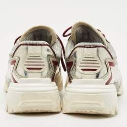 Pre Owned Valentino Silver/Grey Mesh and Leather Climbers Sneakers Size 36