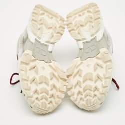 Pre Owned Valentino Silver/Grey Mesh and Leather Climbers Sneakers Size 36