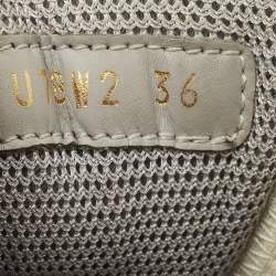 Pre Owned Valentino Silver/Grey Mesh and Leather Climbers Sneakers Size 36