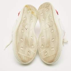 Pre Owned Valentino White/Pink Leather Rockstud Sneakers Size 40.5