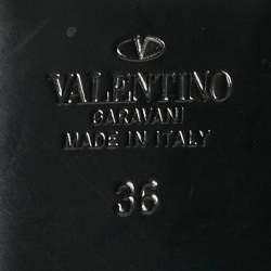 Pre Owned Valentino Orange Leather Roman Stud Ankle Strap Flat Sandals Size 36