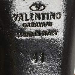 Pre Owned Valentino Brown/Mint Green Leather and Python T Strap Sandals Size 41