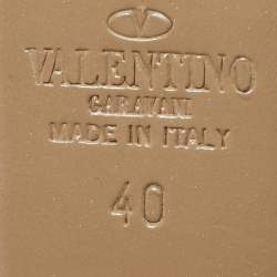 Pre Owned Valentino Black/Beige Leather Rockstud Caged Pumps Size 40