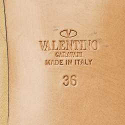 Pre Owned Valentino Metallic Gold Leather Rockstud Slip On Loafers Size 36