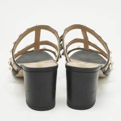 مملوكة مسبقًا صندل فالنتينو جلد أسود روكستد مقاس 40