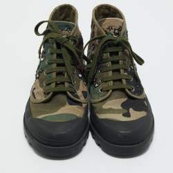 Pre Owned Valentino Multicolor Camouflage Canvas High Top Sneakers Size 41