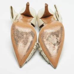 Pre Owned Valentino Off White Leather Bow D'orsay Pumps Size 37