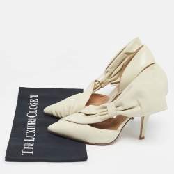 Pre Owned Valentino Off White Leather Bow D'orsay Pumps Size 37