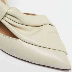 Pre Owned Valentino Off White Leather Bow D'orsay Pumps Size 37