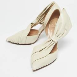 Pre Owned Valentino Off White Leather Bow D'orsay Pumps Size 37