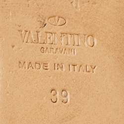 Pre Owned Valentino Silver Leather Rockstud Flat Slide Size 39