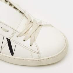 Pre Owned Valentino White Leather VLTN Low Top Sneakers Size 37.5
