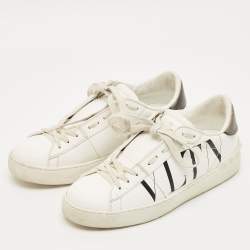 Pre Owned Valentino White Leather VLTN Low Top Sneakers Size 37.5