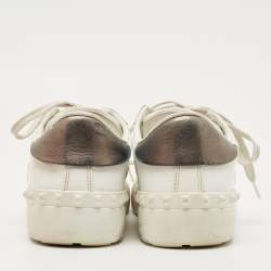Pre Owned Valentino White Leather VLTN Low Top Sneakers Size 37.5