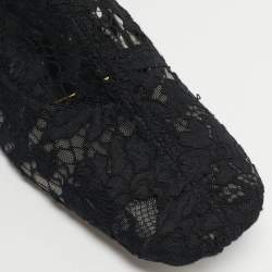 Pre Owned Valentino Black Lace and Mesh Knee Length Boots Size 40