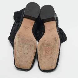 Pre Owned Valentino Black Lace and Mesh Knee Length Boots Size 40