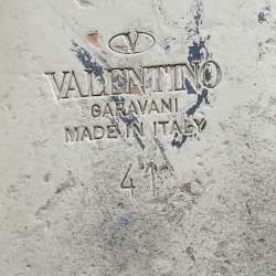 Pre Owned Valentino Grey/Beige Leather Rockstud Mules Size 41