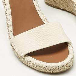 Pre Owned Valentino Cream Leather Rockstud Wedge Sandals Size 36