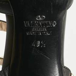 Pre Owned Valentino Brown/Black Leather Rockstud Pumps Size 40.5