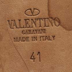 Pre Owned Valentino Grey/Cream Leather Rockstud Ankle Strap Pumps Size 41