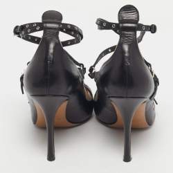 Pre Owned Valentino Black Leather Love Latch Pumps Size 36.5