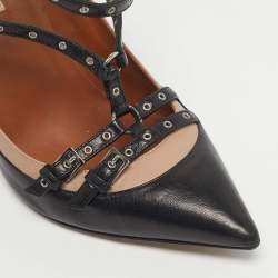 Pre Owned Valentino Black Leather Love Latch Pumps Size 36.5