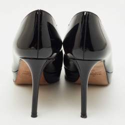 Pre Owned Valentino Black Patent Leather Pointed Toe Platform Pumps Size 37